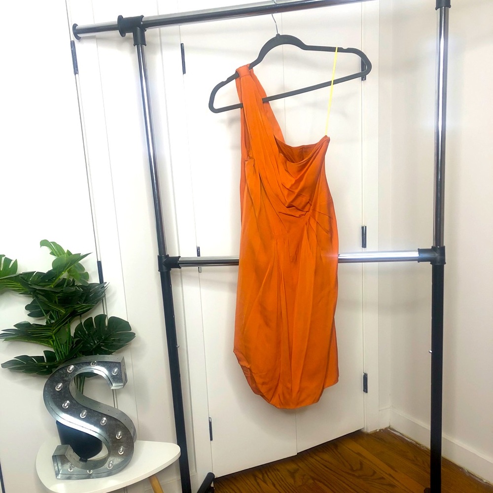 Silk one shoulder cocktail dress